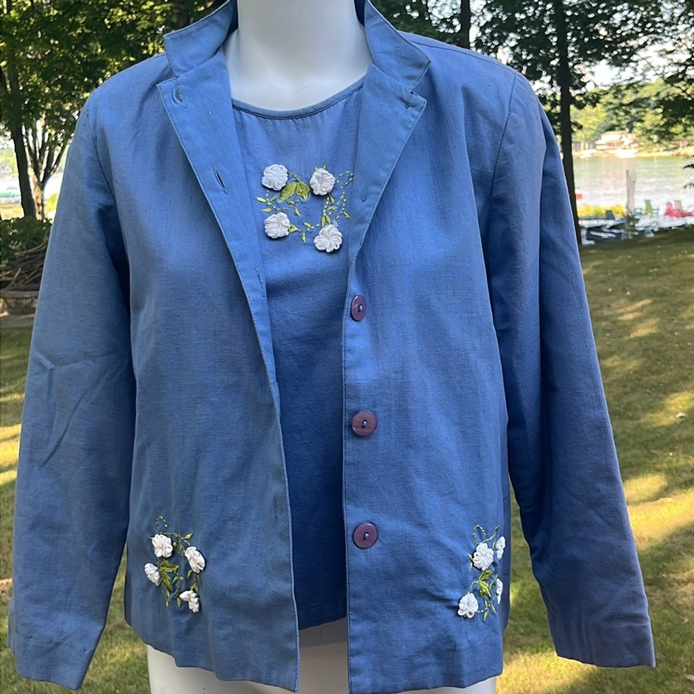 Vintage Florissant New York 2-piece sleeveless top & jacket 10P